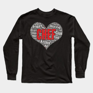 Chef Heart Shape Word Cloud Design Cook product Long Sleeve T-Shirt